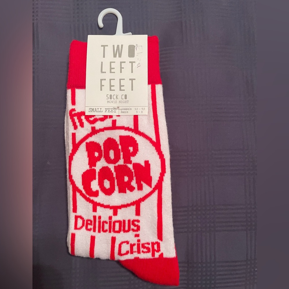 NWT Two Left Feet Popcorn Novelty Socks